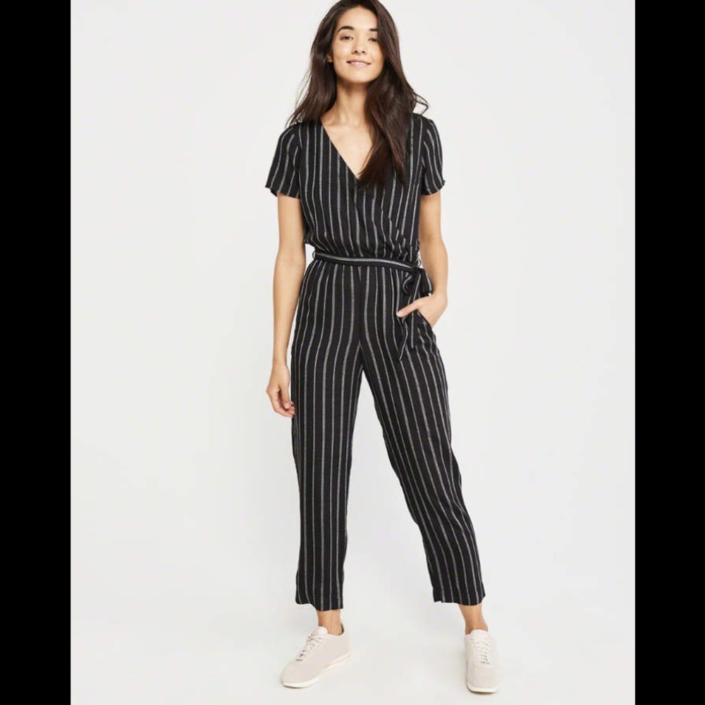 Short Sleeve Wrap Front Jumpsuit